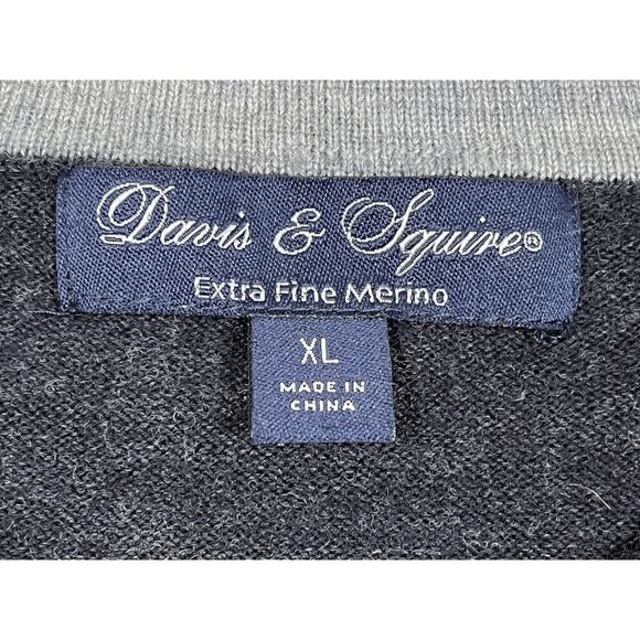 Davis & Squire Extra Fine Merino Wool V-Neck Gray Sweater Size XL - Picture 3 of 5